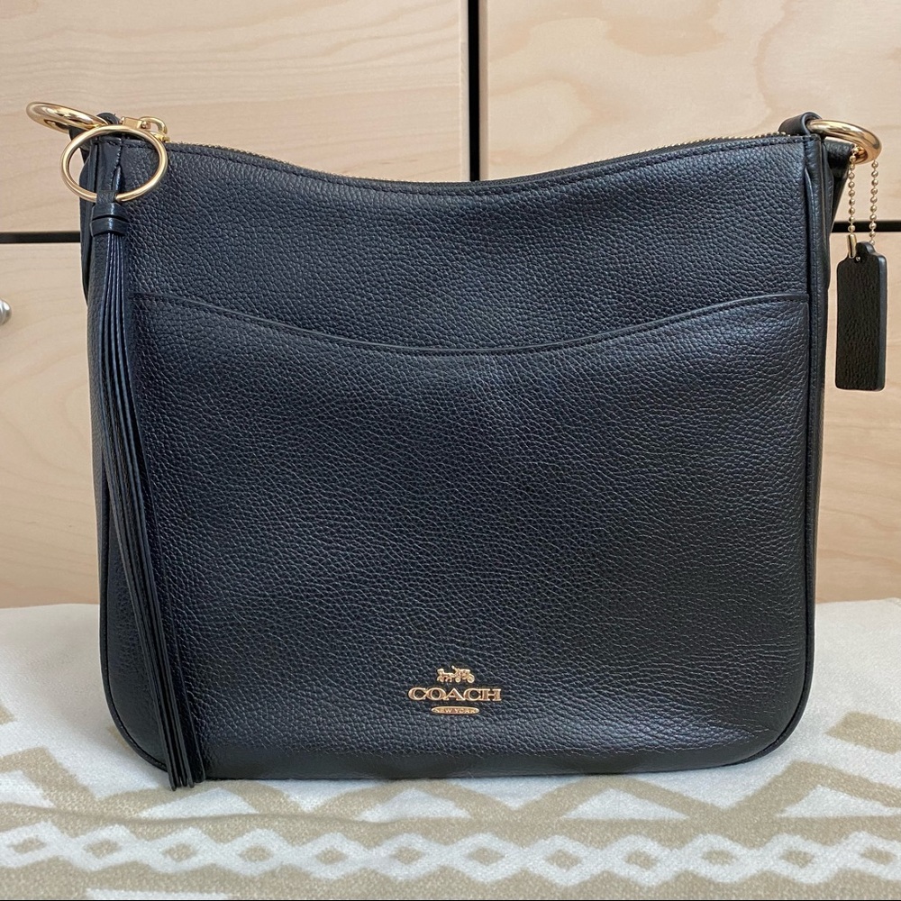 Coach Chaise Polished Black Pebble Leather Crossbody Bag